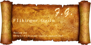 Flikinger Gyula névjegykártya